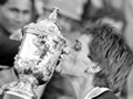 David Kirk kisses rugby's  world cup, 1987