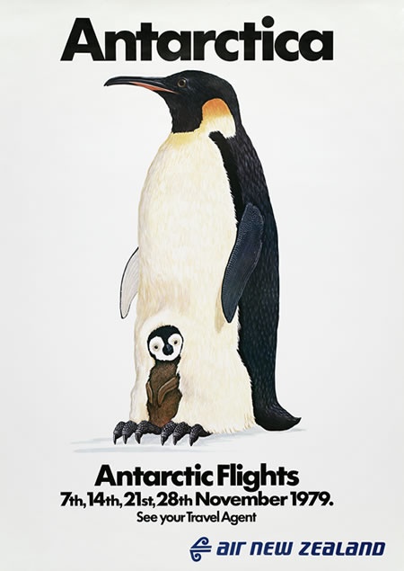 Air New Zealand poster advertising its Antarctic flights for November 1979
