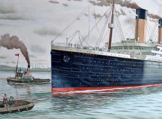RMS Titanic undergoing sea trials in Belfast