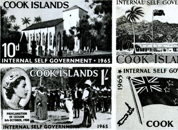 Stamps commemorating Cook Islands self-government