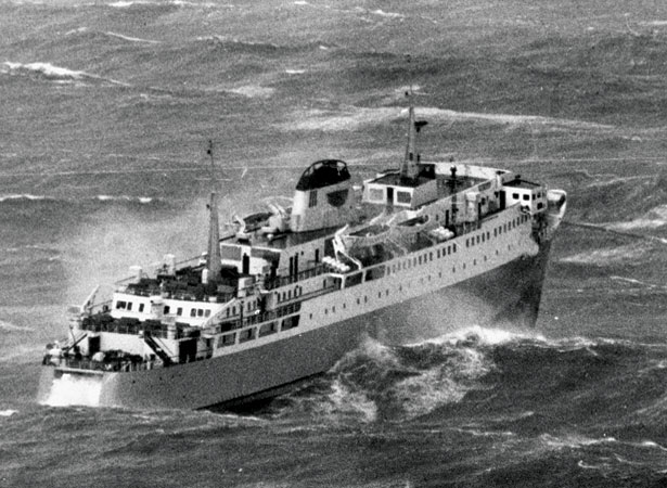 Aramoana in rough seas, 1964