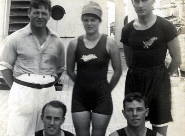 Val Walrond and fellow Olympians en route to Antwerp, 1920