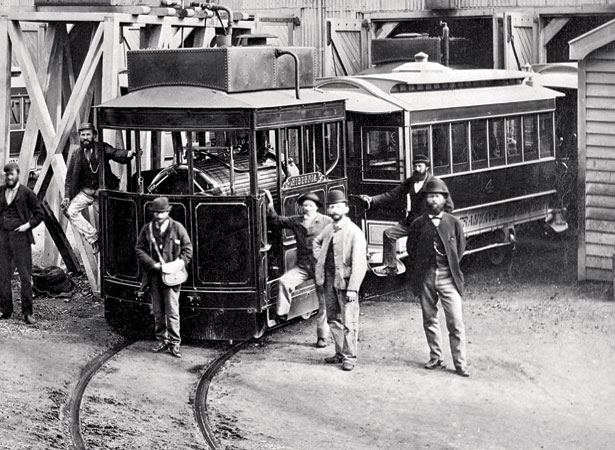 Steam trams being prepared for service, Wellington, 1879