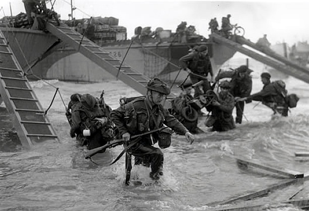 British commandos scramble ashore on D-Day