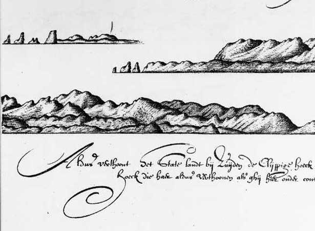 Sketch of Cape Foulwind in 1642