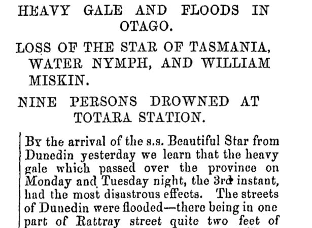 Headline from Wellington Independent, 11 February 186