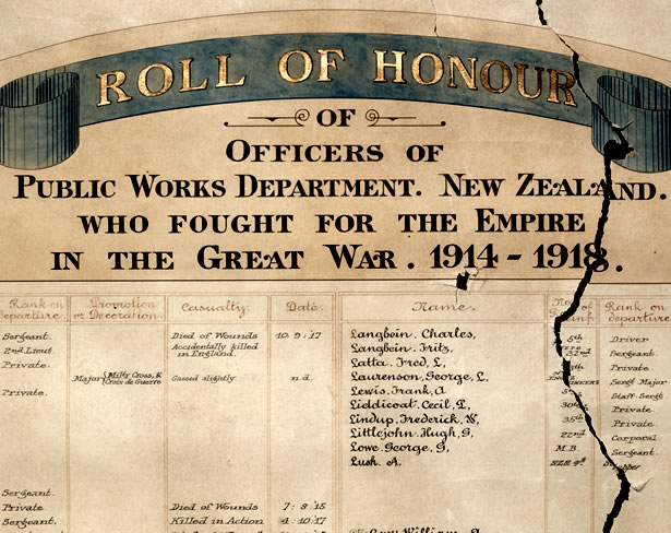 Public Works Department roll of honour board