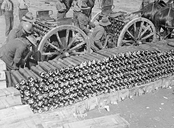 Loading ammunition on the Somme, 1916