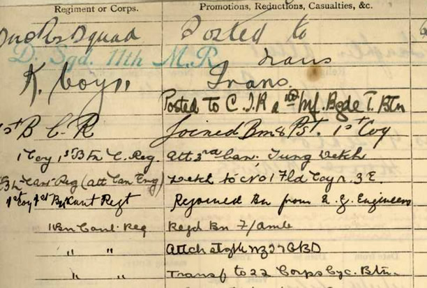 Extract from Albert James McLaughlin's military personnel file