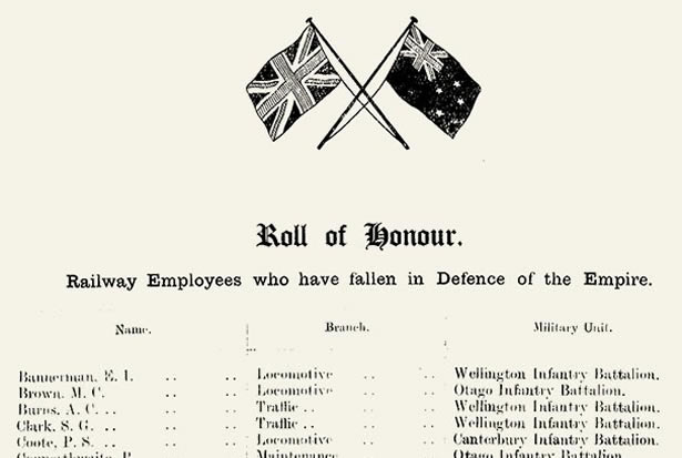 Railways roll of honour from AJHR