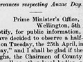 Anzac Day Gazette notice, 1916