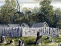 Painting of Boulcott's stockade in the Hutt Valley
