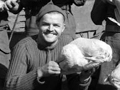 Cooks of the 162 Battery pose with turkeys, Christmas dinner, Korea, 1951.