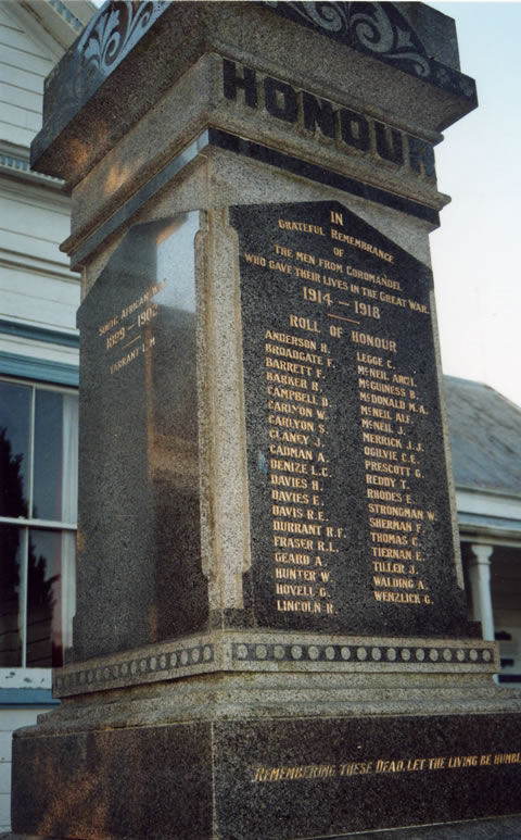 Coromandel war memorial