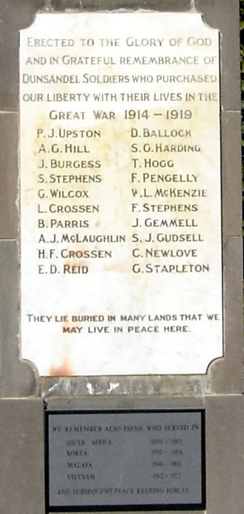 Names on the memorial