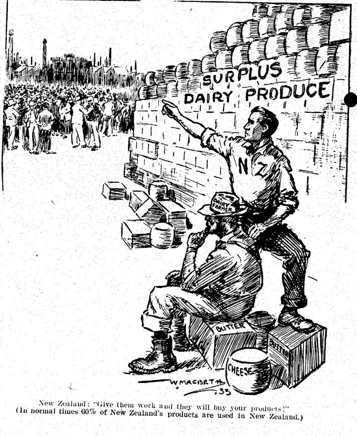 Economic nationalism cartoon, 1933 | NZHistory, New Zealand history online