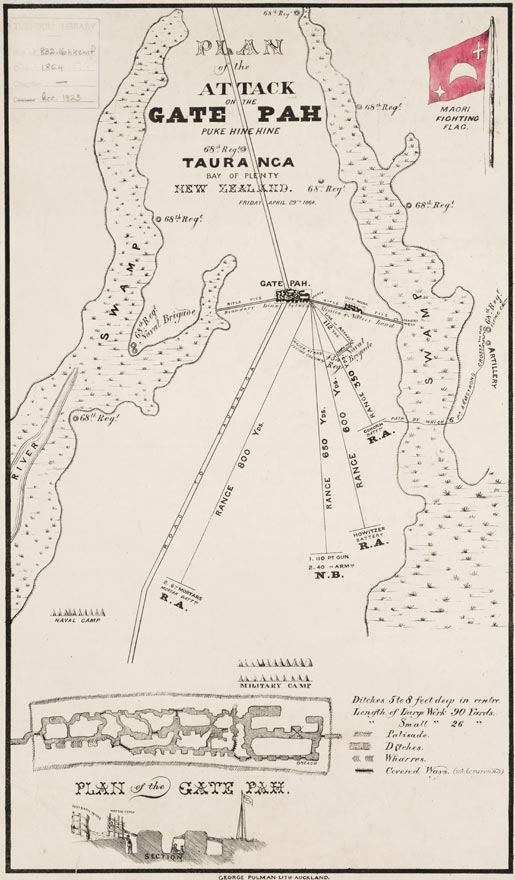 Plan of attack on Gate Pā | NZHistory, New Zealand history online