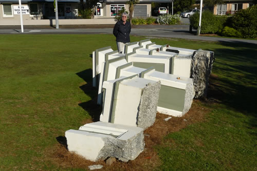 Pillars of the memorial dumped in Dixon Park