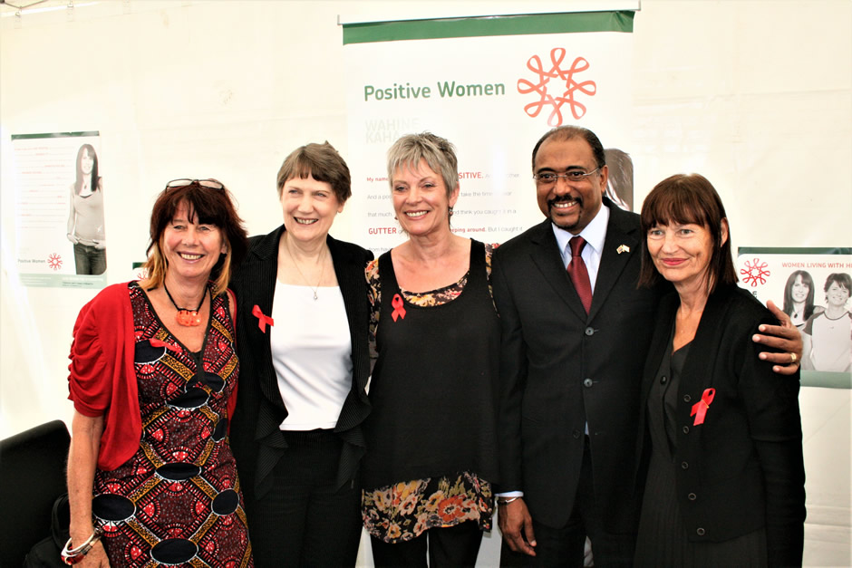 Helen Clark with members of Positive Women