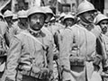 Italian soldiers march through Salonika