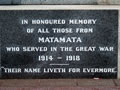 Matamata memorial