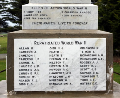 Mataura Island memorial (detail)