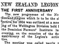 NZ Legion first anniversary