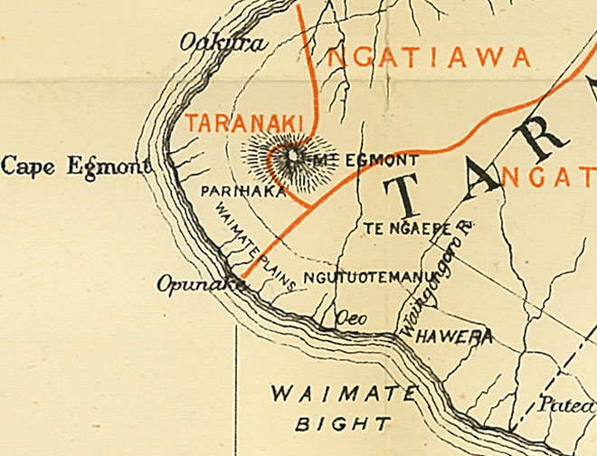 North Island map showing the government's understanding of iwi boundaries, 1890s.