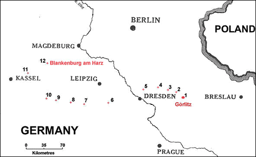 map showing progress of POWs across Germany