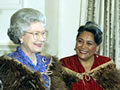 Queen Elizabeth meeting Queen Te Atairangikaahu in 1995