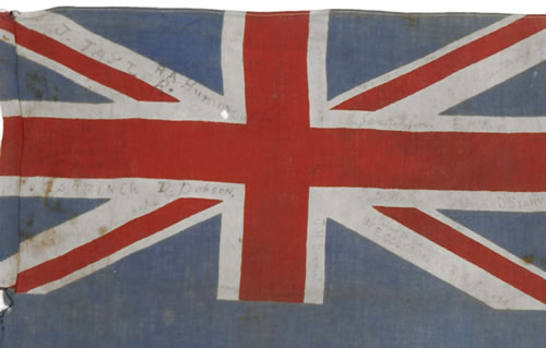 detail of flag showing names