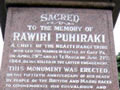Rawiri Puhirake NZ Wars memorial