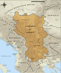 Kaart van het Koninkrijk Servië