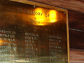 Brass memorial tablet on wall inside the church listing names of members of the St Augustine's Church who died during the Second World War.