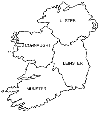  map showing regional boundaries of Ireland