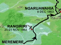 Map showing Waikato battlesites