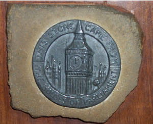 Engraved stone featuring Big Ben on it