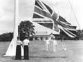 Flag ceremony in front of treaty house