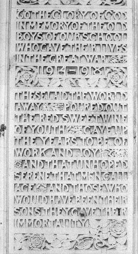 Inscription from CBHS memeorial