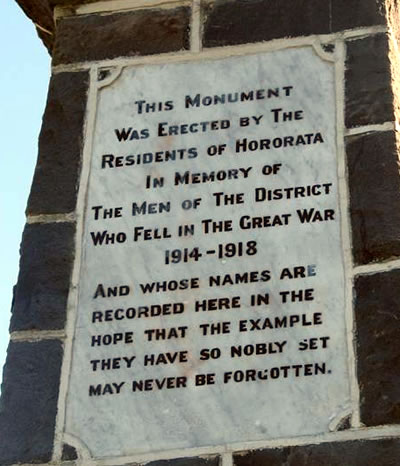 Hororata First World War memorial detail