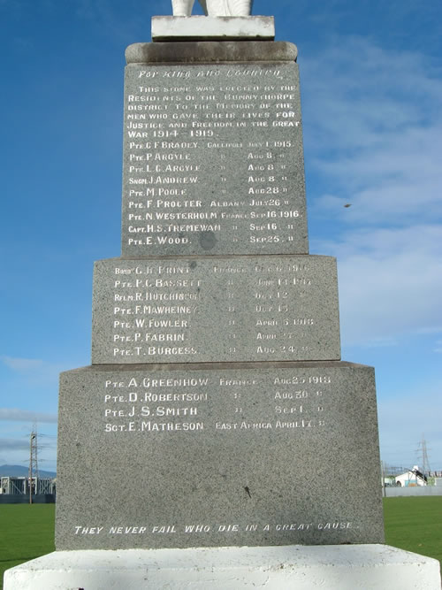 Bunneythorpe war memorial (detail)