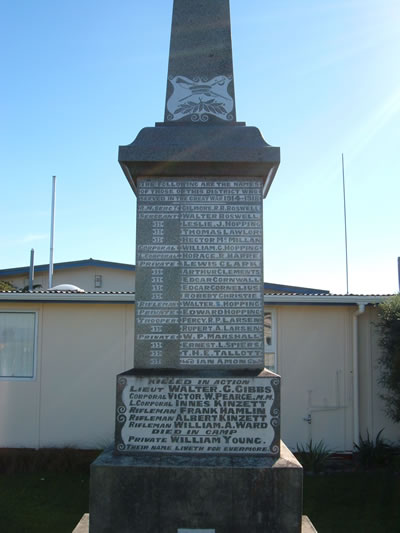 Glen Oroua memorial names