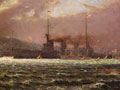 Arrival of HMS New Zealand by Walter Bowring, 1913
