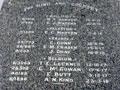 First World War names on memorial