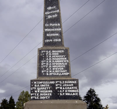 Memorial showing names