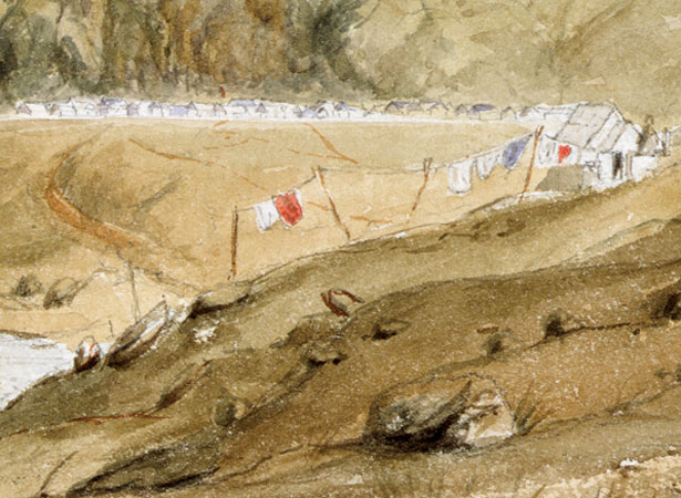William Hodgkins painting of Clutha River diggings, c. 1862–63