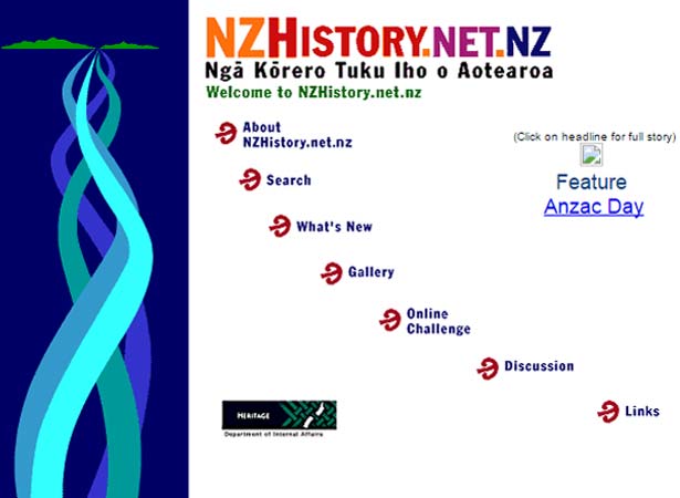 NZHistory homepage, 1999