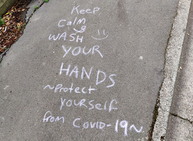 Message left on Wellington pavement during New Zealand's initial COVID-19 lockdown