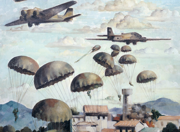 Painting of the German airborne invasion of Crete, 1941
