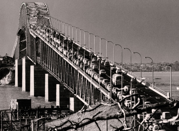 Traffic on the Auckland Harbour Bridge, 1959